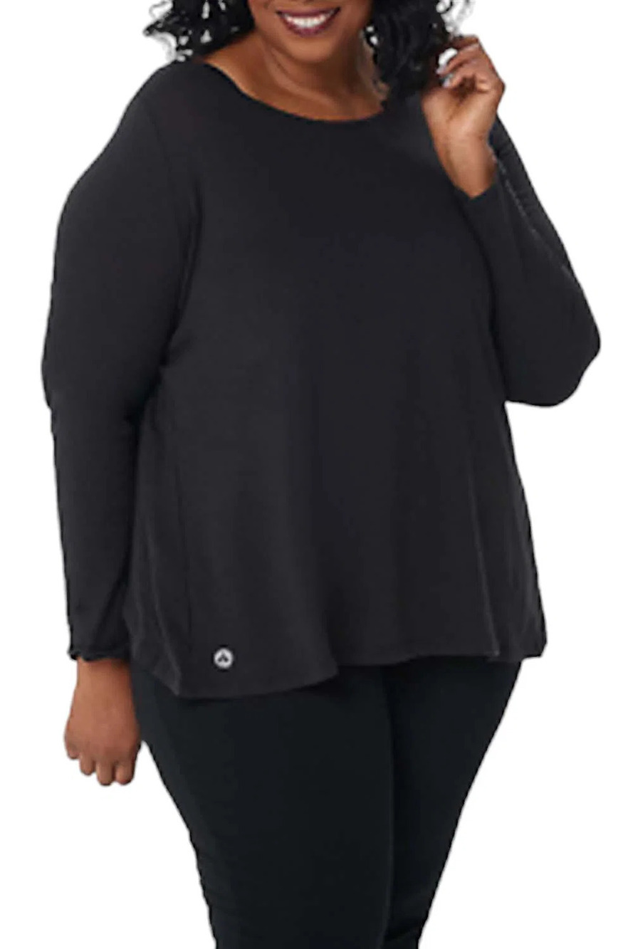 Soulgani Active California Love Long Sleeve Top w/ Open Back Black - Regular
